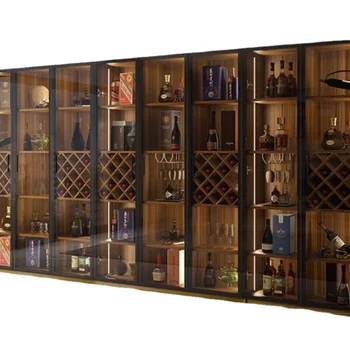 Стъклена вино кабинет, мултифункционален домакински минималистичен витринный шкаф, Стенен висококачествен винен шкаф, Индивидуален шкаф
