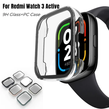 Стъкло 9H + Твърд калъф за КОМПЮТЪР, за да Redmi Watch 3 Активна Защитно фолио за екрана, Калъф-броня за часа, Рамка за Redmi Watch своята практика 3