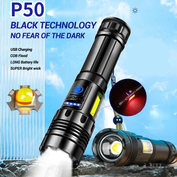Супер Ярък XHP50 Мощен led фенер Power Bank Факел Light USB Акумулаторна походный тактически фенер с КОЧАН лампа