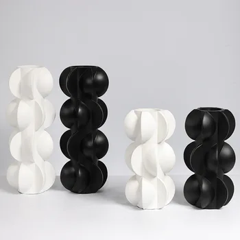 Съвременните скандинавски черно-бели геометрични спирала вази За украса на дома, хотел, клуб, декорации