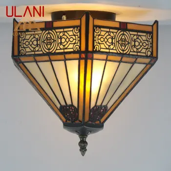 Тавана лампа ULANI в европейски стил Тифани, led Креативен дизайн, стъклени ретро осветителни тела за дома, спални, кабинет, осветление за коридор, Декор