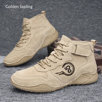 Тактически обувки Golden Sapling Мъжки зимни обувки в ретро стил, Класическа градинска обувки на равна подметка Модерен мъжки ботильоны Обувки на платформа за почивка