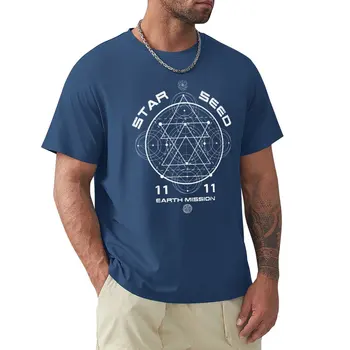 Тениска Starseed Sacred Geometry 1111 за момичета с животни принтом, черни тениски, тениска оверсайз, мъжки ризи