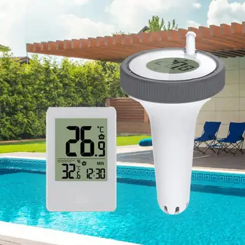 Термометър за басейна, Безжичен Плаващ термометър за басейна, Водоустойчив Цифров Температурен монитор, Басейни с двоен дисплей