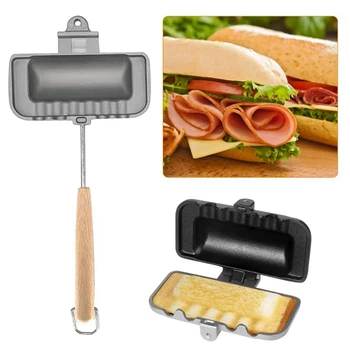 Тостер за хот-дог, Двустранен форма за печене на сандвичи, Тиган За приготвяне на сирене, флип-надолу тиган за сандвичи, тиган за къмпинг