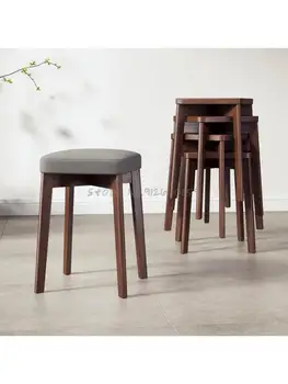 Трапезария стол в скандинавски минималистичном стил, Модерен домашен Ресторант, стол от масивно дърво, Штабелируемый Маса за Спални, Столче за грим