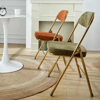 Трапезни столове от ретро-вельвета Столове за кухненски мебели С облегалка, нео-класически дизайн, Творчески сгъваем стол за трапезария
