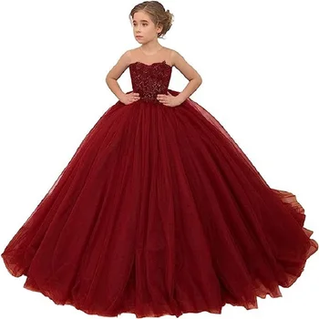 Тюлевое Дантелено рокля С цветен аппликацией За Момичета, Вечерна Рокля на Принцеса за бала в чест на рождения Ден, Рокля За Първо Причастие