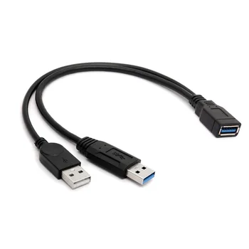 Удлинительный кабел USB 3.0 за свързване на две конектори USB Type A Extra Power Data Y Черен