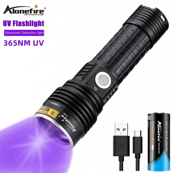 Ултравиолетово фенерче Alonefire SV26 365nm с черен плат/батерия 26650 за откриване на пръстови отпечатъци