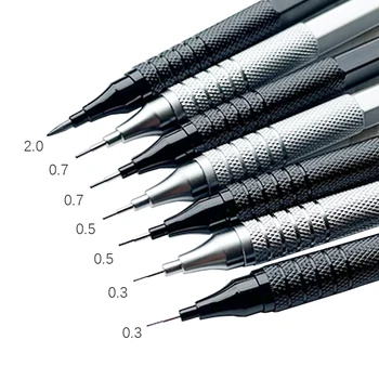Ученически пособия 1бр 0.3/0.5/0.7/2.0 мм от центъра, специален метален молив за писане, Офис Низкоискусственный Механичен молив, гравитационный фигура