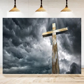 Фон за снимки на Исус, Фотография Молитвенного кръст, на Тъмното небе, Облаци, Великден Молитва, Интериор на Християнската църква, Банер