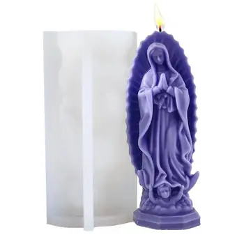 Форма за Майката на Мария 3D Силиконова форма за свещи на Дева Мария, Форма за декор миещ торта с ароматерапия, свещ от соево восък