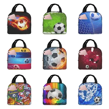 Футболна Топка Flames, термоизолированная чанта за обяд, мъжки футбол спортна преносима чанта за обяд в училище, кутия за съхранение на храна във пътуване