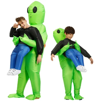 Хелоуин et чужденец Надуваем костюм чудовище ужасно зелено извънземно надуваеми костюми cosplay костюм за сцена, за възрастни лица 