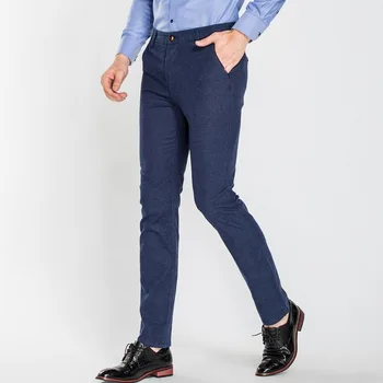 Цветни мъжки ежедневни панталони на Класически стил, оборудвана приятелка, обикновен панталон-участък цвят Каки, мъжки марка дрехи