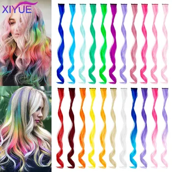 Цветни наращенные косата XIYUE, Къдрава, Вълниста Аксесоари за момичета, жени, Многоцветен скоба за вечерни мелирований, Модел перука