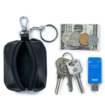 Чанта за ключове е с голям капацитет, скъпа дамски мултифункционална Кожена чанта за съхранение вкъщи от мека кожа, неутрална чанта за ключове, портфейл за монети