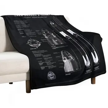 Чертеж на космически кораб SpaceX Crew Dragon и ракетата Falcon 9 с висока резолюция (напълно черно) Каре каре за дивана