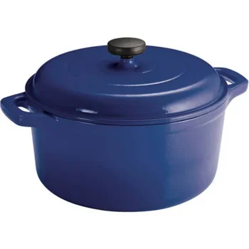 Эмалированная чугунен кръгъл холандска печка обем от 6,5 литра, синя кухненска посуда